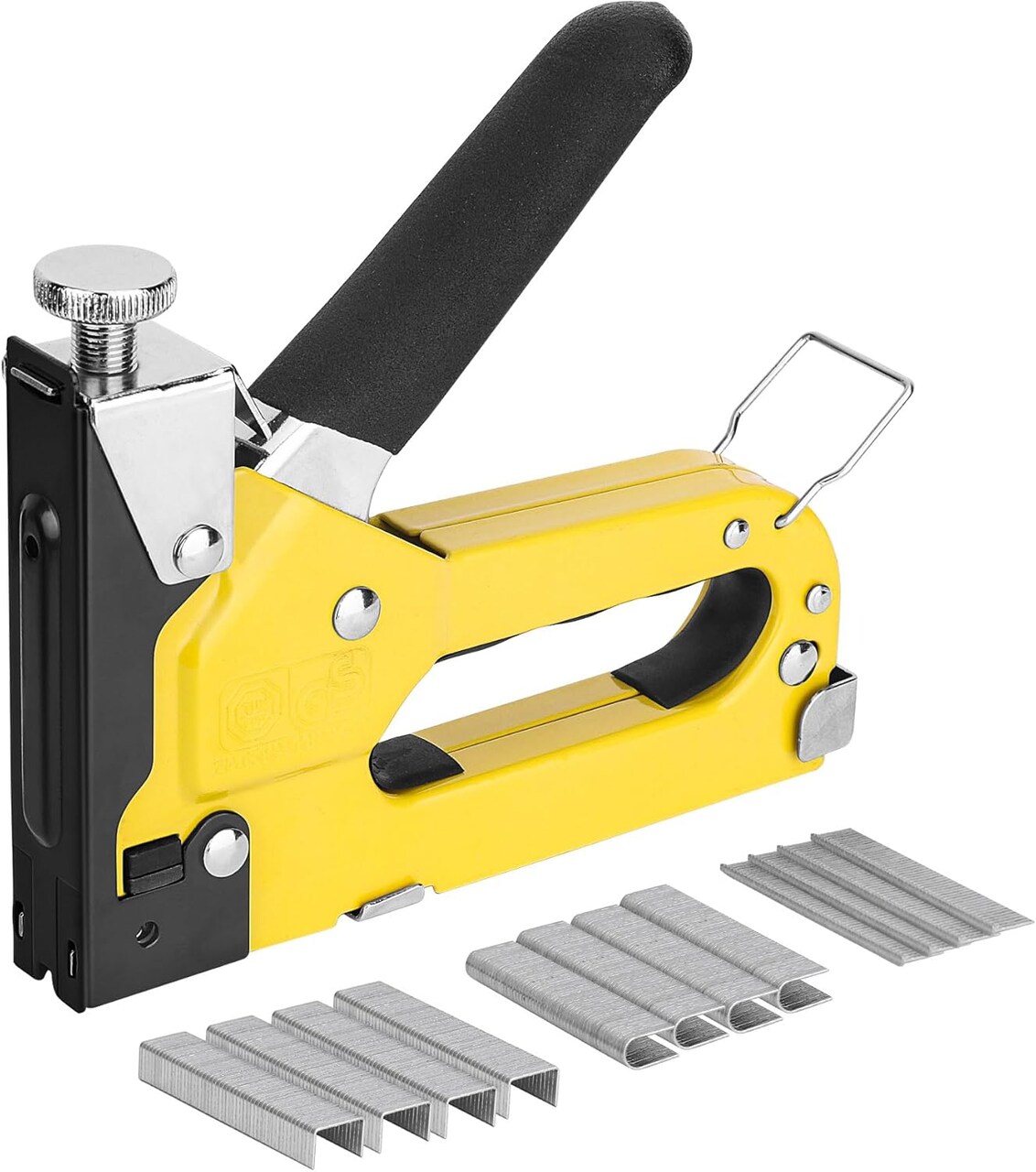 3-in-1 Heavy Duty Staple Gun Kit – Chromed Steel Upholstery Stapler with 600 Staples, Quick-Jam Clear, Adjustable Driving Force & Rapid Loading – HT0430